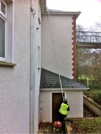 Advanced long pole gutter cleaning technology with gentle cleaning action - gutter cleaning by  G M Window Cleaning Services, Cork, Ireland