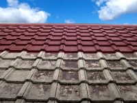 Before and after roof cleaning by GM Services, Cork, Ireland